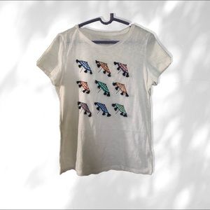 TALBOTS White Short Sleeve T-shirt Umbrella Theme Size Small